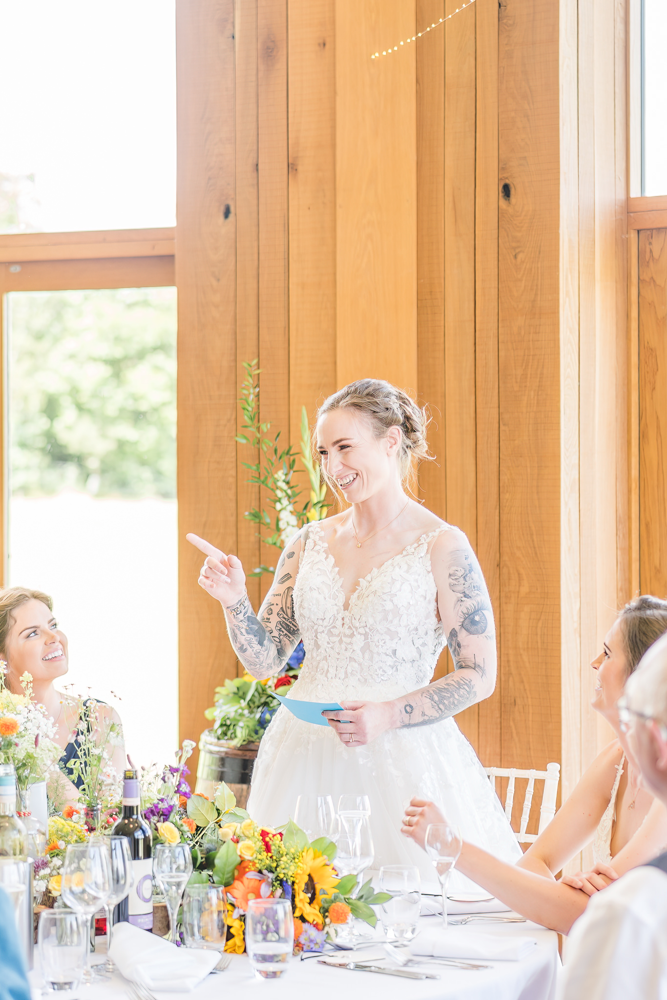 The Out Barn Wedding Photography -  bride makes speech