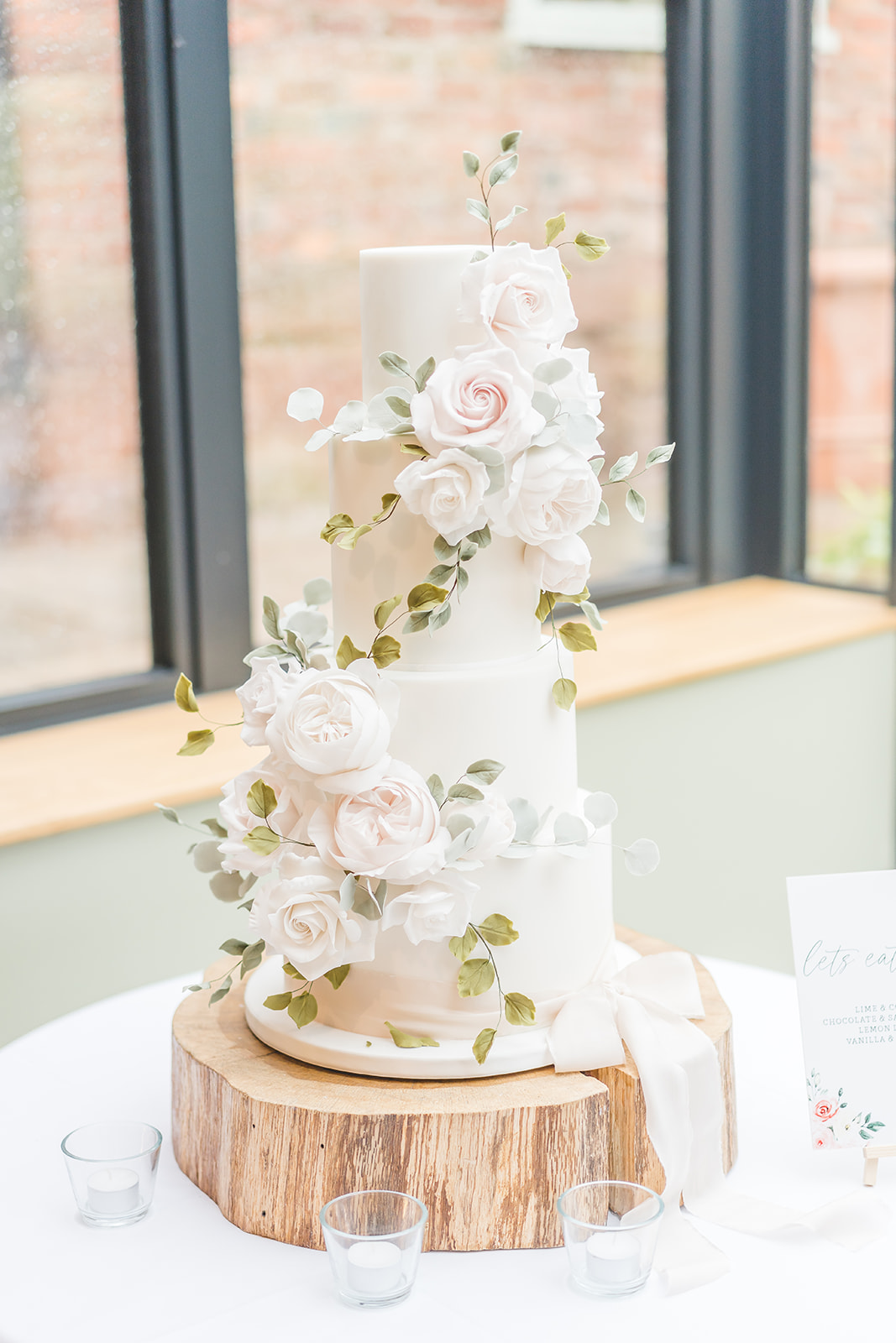 wedding cake with sugar flowers