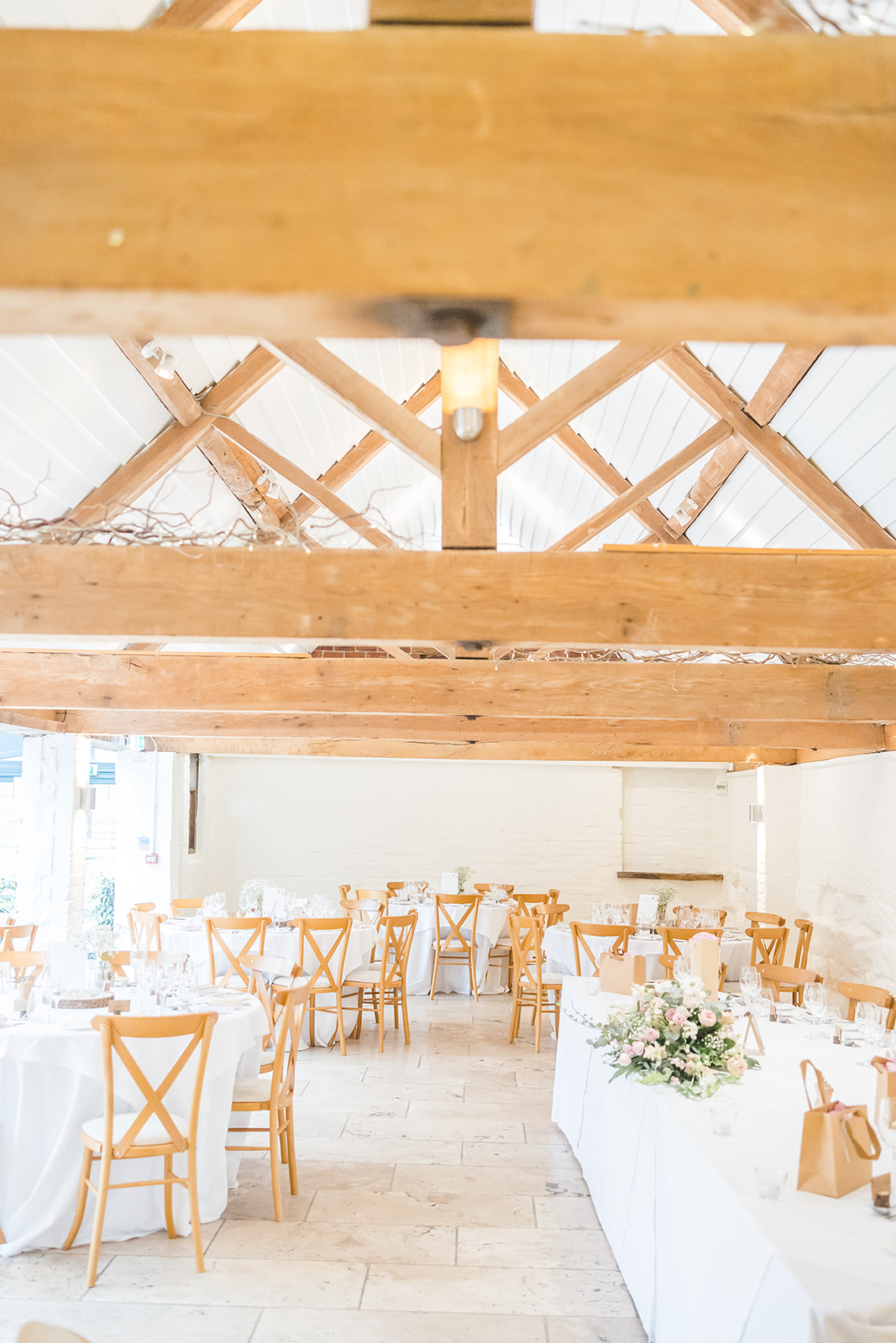 Curradine Barns wedding reception room set up 